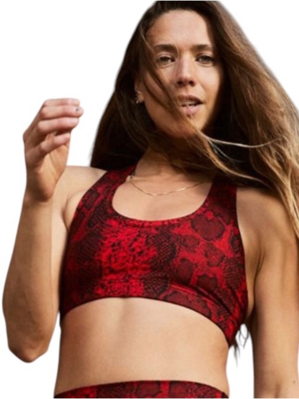Glyder Notch Sports Bra Small Cherry Red Snake Skin Pattern Yoga Gym Crop Top